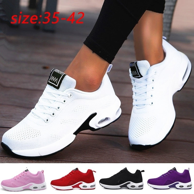 Fashion Lace Up Damen Laufschuhe Leichte Sneakers Atmungsaktive Outdoor-Sport-Fitness-Schuhe Komfort Luftpolster