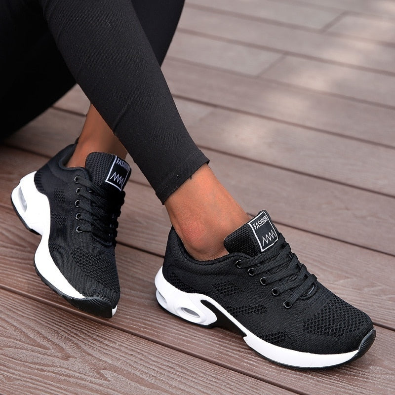 Fashion Lace Up Damen Laufschuhe Leichte Sneakers Atmungsaktive Outdoor-Sport-Fitness-Schuhe Komfort Luftpolster