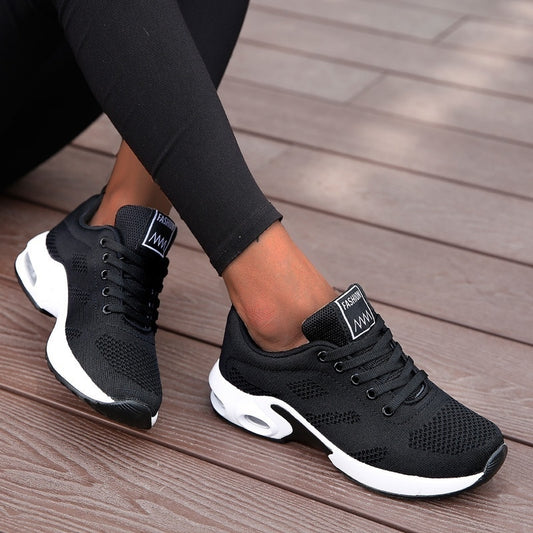 Fashion Lace Up Damen Laufschuhe Leichte Sneakers Atmungsaktive Outdoor-Sport-Fitness-Schuhe Komfort Luftpolster